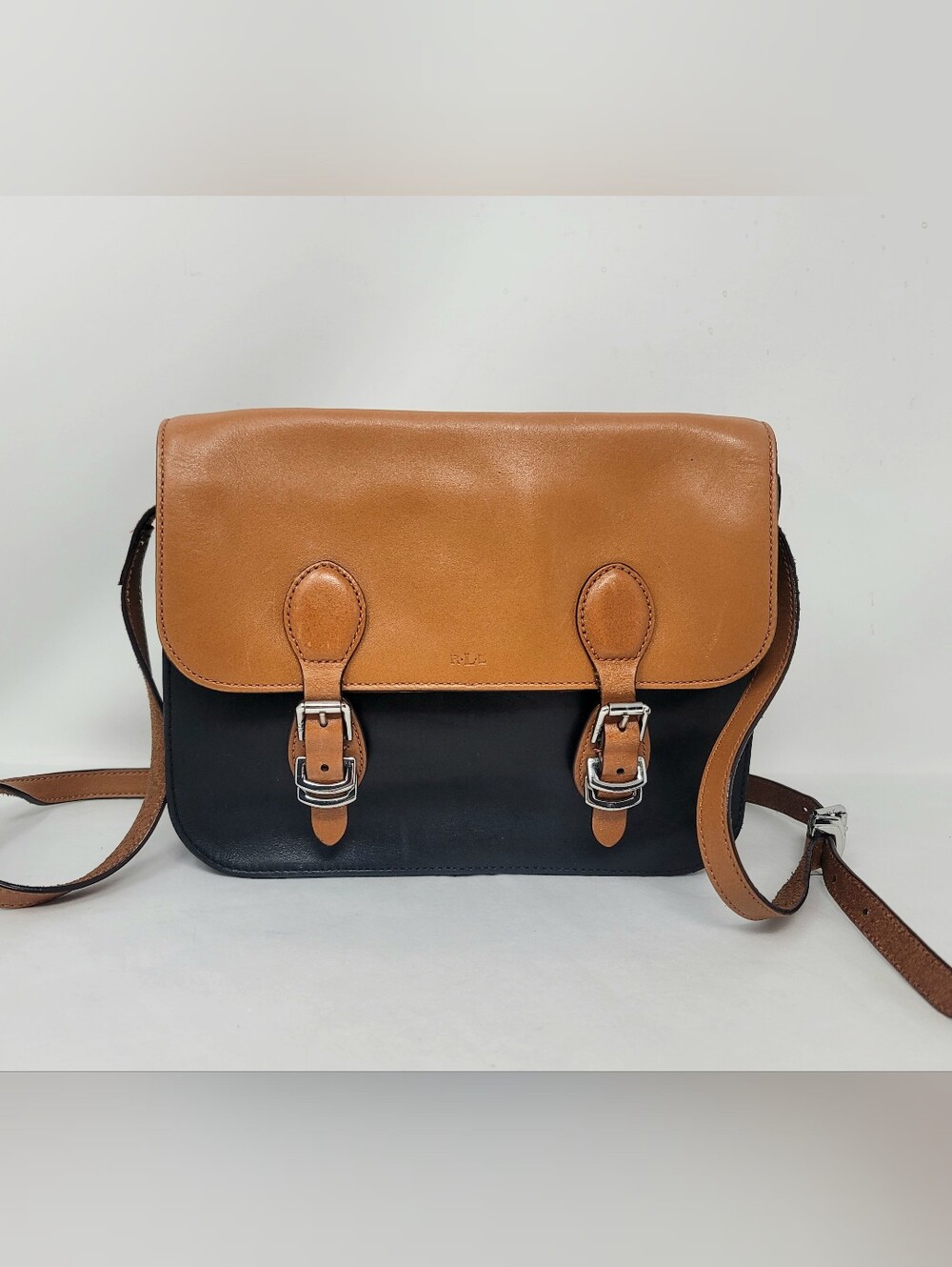 Lauren Ralph Lauren Tan Leather Magnetic Small Messenger Shoulder Crossbody Bag